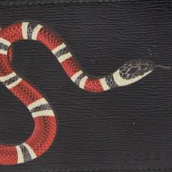 Gucci Black Leather Kingsnake Print Bifold Wallet