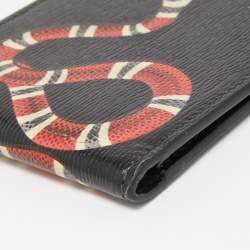 Gucci Black Leather Kingsnake Print Bifold Wallet