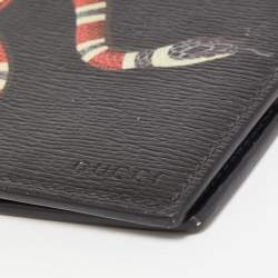 Gucci Black Leather Kingsnake Print Bifold Wallet