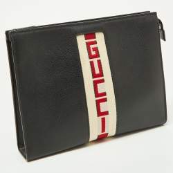 Gucci Black Leather Zip Pouch