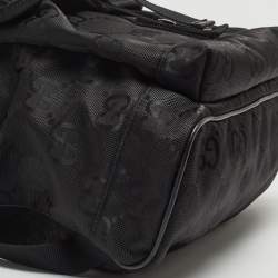 Pre Owned Gucci Black GG Nylon and Leather Off the Grid Backpack