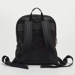 Pre Owned Gucci Black GG Nylon and Leather Off the Grid Backpack