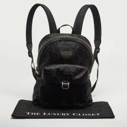 Pre Owned Gucci Black GG Nylon and Leather Off the Grid Backpack