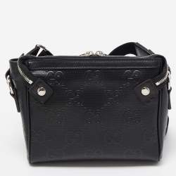 Gucci Black Guccissima Perforated Leather Crossbody Bag