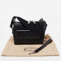 Gucci Black Guccissima Perforated Leather Crossbody Bag