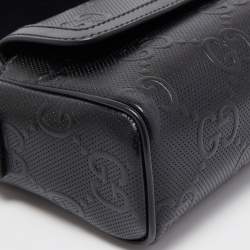 Gucci Black Guccissima Perforated Leather Crossbody Bag