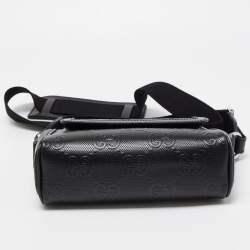 Gucci Black Guccissima Perforated Leather Crossbody Bag