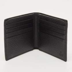 Gucci Black Leather Bee Star Bifold Wallet