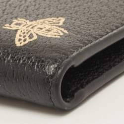 Gucci Black Leather Bee Star Bifold Wallet