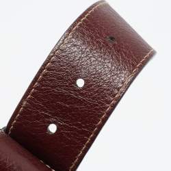 Pre Owned Gucci Burgundy Leather Double Pocket Messenger Bag