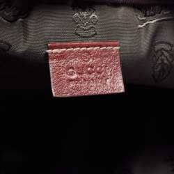 Pre Owned Gucci Burgundy Leather Double Pocket Messenger Bag