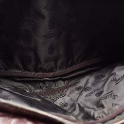 Pre Owned Gucci Burgundy Leather Double Pocket Messenger Bag