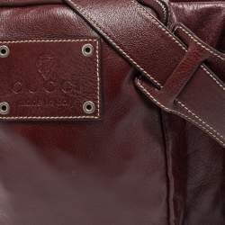 Pre Owned Gucci Burgundy Leather Double Pocket Messenger Bag