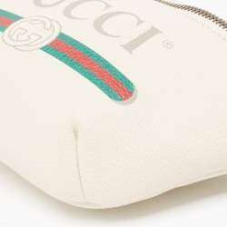 Gucci White Leather Logo Web Belt Bag