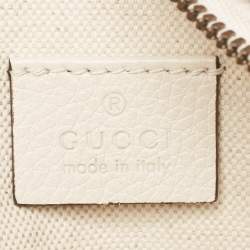 Gucci White Leather Logo Web Belt Bag