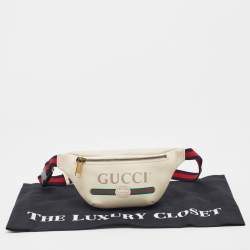 Gucci White Leather Logo Web Belt Bag