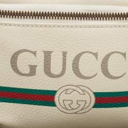 Gucci White Leather Logo Web Belt Bag