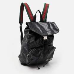 Gucci Black GG Imprime Canvas and Leather Backpack