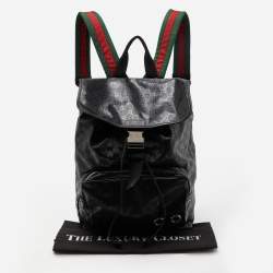 Gucci Black GG Imprime Canvas and Leather Backpack