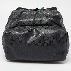 Gucci Black GG Imprime Canvas and Leather Backpack