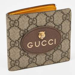 Gucci Beige GG Supreme Canvas and Leather Bifold Wallet