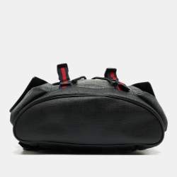 Gucci Black/Grey GG Supreme Canvas And Leather Drawstring Backpack