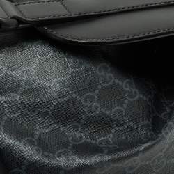 Gucci Black/Grey GG Supreme Canvas And Leather Drawstring Backpack