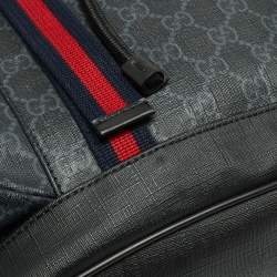 Gucci Black/Grey GG Supreme Canvas And Leather Drawstring Backpack