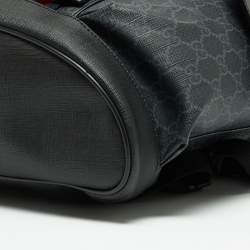 Gucci Black/Grey GG Supreme Canvas And Leather Drawstring Backpack