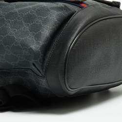 Gucci Black/Grey GG Supreme Canvas And Leather Drawstring Backpack