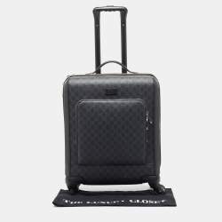 Gucci Black GG Supreme Canvas and Leather Carry On Suitcase