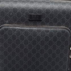Gucci Black GG Supreme Canvas and Leather Carry On Suitcase