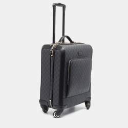 Gucci Black GG Supreme Canvas and Leather Carry On Suitcase