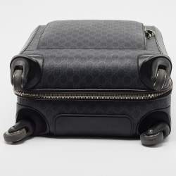 Gucci Black GG Supreme Canvas and Leather Carry On Suitcase