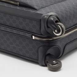 Gucci Black GG Supreme Canvas and Leather Carry On Suitcase