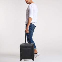 Gucci Black GG Supreme Canvas and Leather Carry On Suitcase