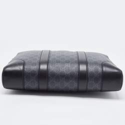 Gucci Black/Grey GG Supreme Canvas and Leather Briefcase Bag