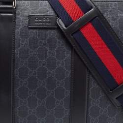 Gucci Black/Grey GG Supreme Canvas and Leather Briefcase Bag