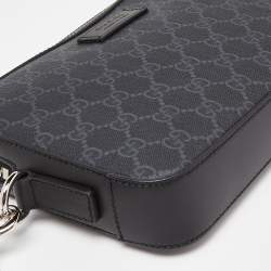 Gucci Black/Grey GG Supreme Canvas and Leather Wristlet Pouch