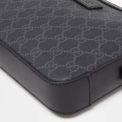 Gucci Black/Grey GG Supreme Canvas and Leather Wristlet Pouch