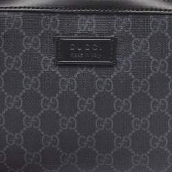 Gucci Black/Grey GG Supreme Canvas and Leather Wristlet Pouch