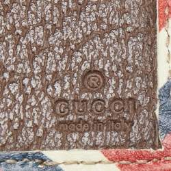  Gucci Beige GG Supreme Canvas Logo and Planet Patch Bifold Wallet