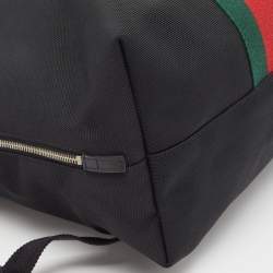 Gucci Black Techno Canvas Web Fold Over Backpack