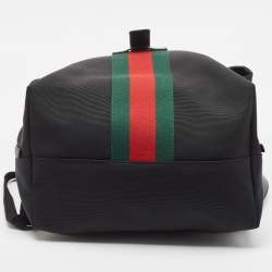Gucci Black Techno Canvas Web Fold Over Backpack