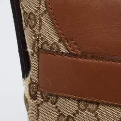 Pre Owned Gucci Brown/Beige GG Canvas and Leather Messenger Bag