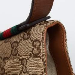 Pre Owned Gucci Brown/Beige GG Canvas and Leather Messenger Bag
