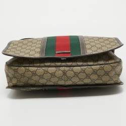Gucci Brown/Beige GG Supreme Canvas and Leather Web Messenger Bag