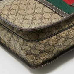 Gucci Brown/Beige GG Supreme Canvas and Leather Web Messenger Bag