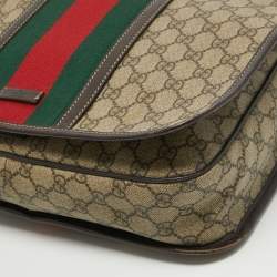 Gucci Brown/Beige GG Supreme Canvas and Leather Web Messenger Bag