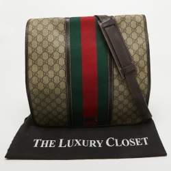 Gucci Brown/Beige GG Supreme Canvas and Leather Web Messenger Bag